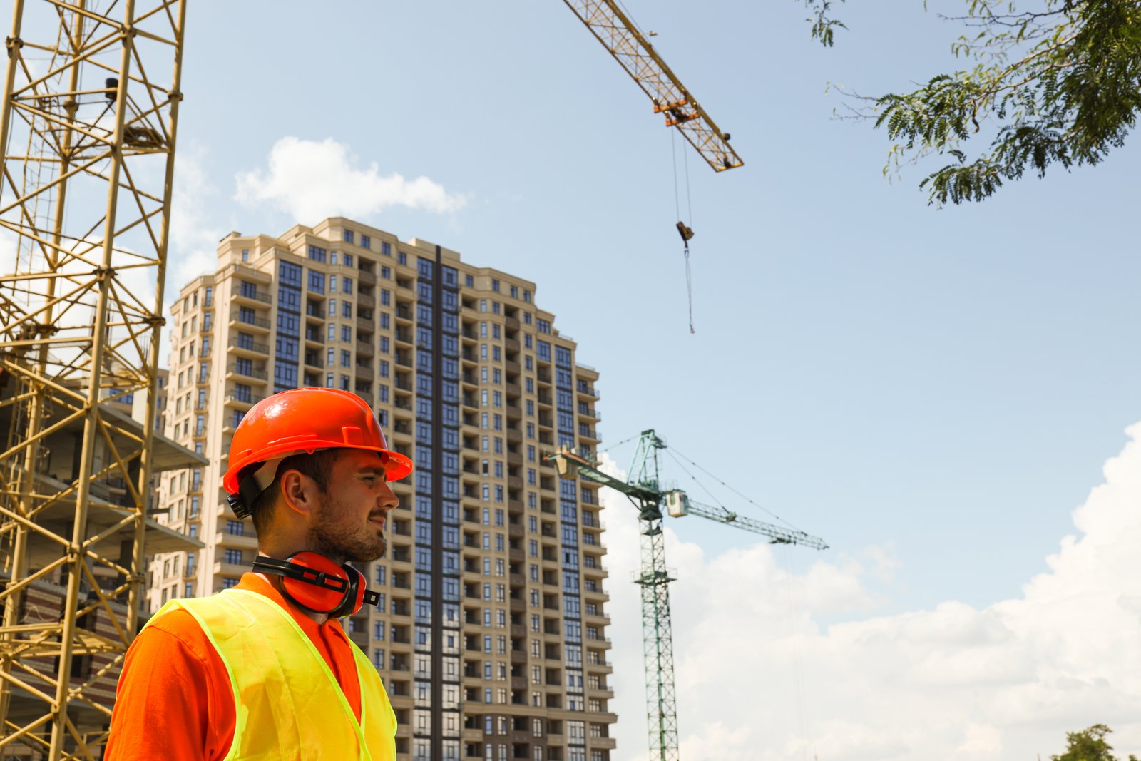 Construction professional at a building development site