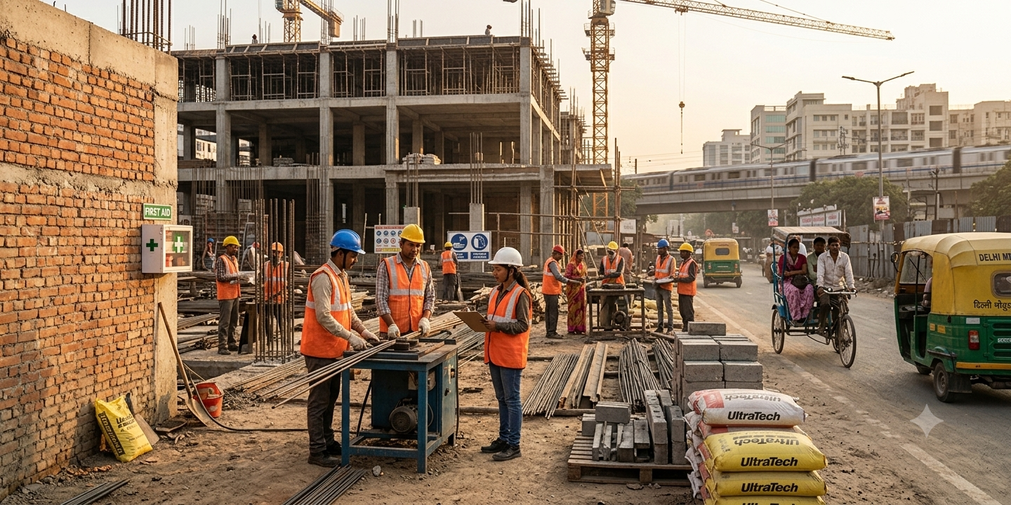 Construction team working at a project site