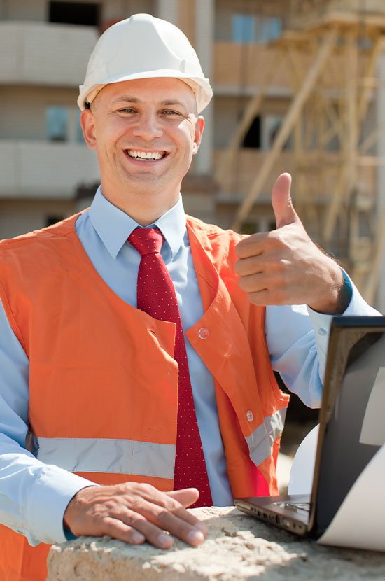 Construction professional wearing safety equipment